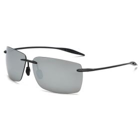 Ultralight TR90 Sunglasses Men Women Frameless Driver Driving Sun Glasses Fashion Outdoor Fishing Hiking Running Sports Shades (Lenses Color: Silver)