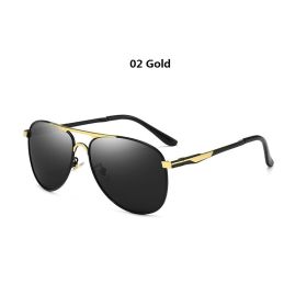 Luxury Pilot Polarized Sunglasses Men Women Driving Fishing Retro Sun Glasses Brand Designer Male Metal Sunglasses For Man UV400 (Lenses Color: 02 Gold)
