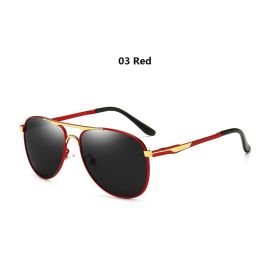 Luxury Pilot Polarized Sunglasses Men Women Driving Fishing Retro Sun Glasses Brand Designer Male Metal Sunglasses For Man UV400 (Lenses Color: 03 Red)