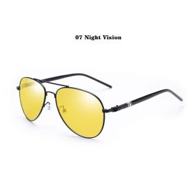 Luxury Pilot Polarized Sunglasses Men Women Driving Fishing Retro Sun Glasses Brand Designer Male Metal Sunglasses For Man UV400 (Lenses Color: 07 Night Vision)