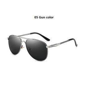 Luxury Pilot Polarized Sunglasses Men Women Driving Fishing Retro Sun Glasses Brand Designer Male Metal Sunglasses For Man UV400 (Lenses Color: 05 Gun color)