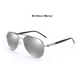 Luxury Pilot Polarized Sunglasses Men Women Driving Fishing Retro Sun Glasses Brand Designer Male Metal Sunglasses For Man UV400 (Lenses Color: 06 Silver Mirror)