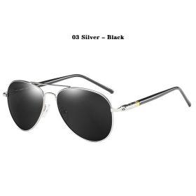 Luxury Pilot Polarized Sunglasses Men Women Driving Fishing Retro Sun Glasses Brand Designer Male Metal Sunglasses For Man UV400 (Lenses Color: 03 Silver - Black)