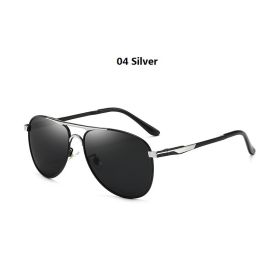 Luxury Pilot Polarized Sunglasses Men Women Driving Fishing Retro Sun Glasses Brand Designer Male Metal Sunglasses For Man UV400 (Lenses Color: 04 Silver)