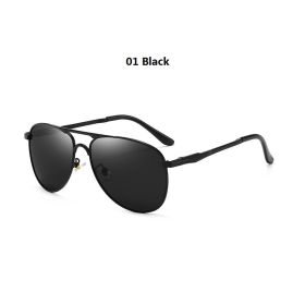 Luxury Pilot Polarized Sunglasses Men Women Driving Fishing Retro Sun Glasses Brand Designer Male Metal Sunglasses For Man UV400 (Lenses Color: 01 Black)