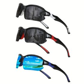 3pcs Polarized Sports Glasses For Men & Women, Outdoor Casual Windproof Glasses For Cycling, Baseball, Running, Fishing, Golf, (Lenses Color: Black White Black Re)
