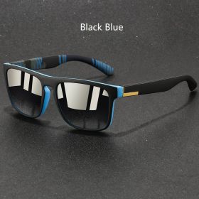 Fashion Vintage Square Sports Sunglasses Men Women Fishing Driving For Man Brand Designer Sun Glasses Anti-Glare UV400 Eyewear (Lenses Color: BlackBlue)