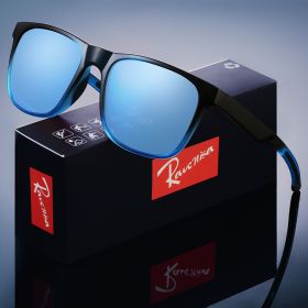 Fashion Square Polarized Sunglasses man Driving Fishing Luxury Brand Designer UV400 Eyewear (Lenses Color: Blue, Frame Color: polarized)