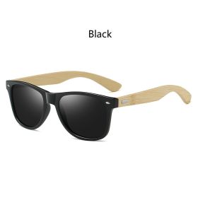 Fashion Bamboo Wood Vintage Square Sunglasses Men Women Luxury Brand Designer Sun Glasses Wooden Driving Fishing UV400 Eyewear (Lenses Color: 1502Z(Black))