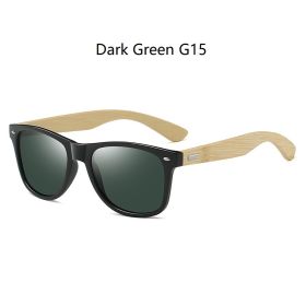 Fashion Bamboo Wood Vintage Square Sunglasses Men Women Luxury Brand Designer Sun Glasses Wooden Driving Fishing UV400 Eyewear (Lenses Color: 1502Z(Dark Green G15)