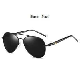 Fashion Aviator Polarized Sunglasses For Men Women Pilot Driving Fishing Metal Sun Glasses Luxury Brand Designer Eyewear UV400 (Lenses Color: 209(Black - Black))