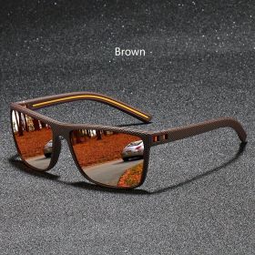 Fashion Nail Decoration Vintage Square polarized Sunglasses Men Women Brand Designer Sun Glasses Driving Fishing UV400 Eyewear (Lenses Color: Brown)