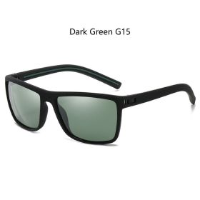 Fashion Nail Decoration Vintage Square polarized Sunglasses Men Women Brand Designer Sun Glasses Driving Fishing UV400 Eyewear (Lenses Color: Dark Green G15)