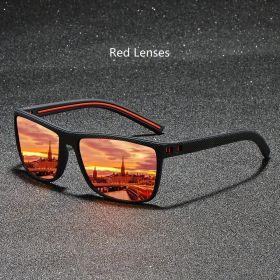 Fashion Nail Decoration Vintage Square polarized Sunglasses Men Women Brand Designer Sun Glasses Driving Fishing UV400 Eyewear (Lenses Color: Red Lenses)