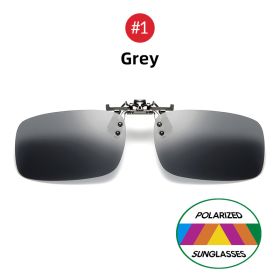 VIVIBEE Mirror Blue Flip Up Clip on Sunglasses Fishing Men Square Polarized Lens Metal Night Vision Driving UV400 Women Glasses (Lenses Color: 1 Grey, Frame Color: With Plastic Case)