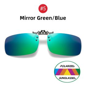 VIVIBEE Mirror Blue Flip Up Clip on Sunglasses Fishing Men Square Polarized Lens Metal Night Vision Driving UV400 Women Glasses (Lenses Color: 5 Mirror Green Blue, Frame Color: With Plastic Case)
