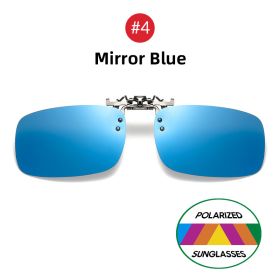 VIVIBEE Mirror Blue Flip Up Clip on Sunglasses Fishing Men Square Polarized Lens Metal Night Vision Driving UV400 Women Glasses (Lenses Color: 4 Mirror Blue, Frame Color: Without Plastic Case)
