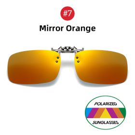 VIVIBEE Mirror Blue Flip Up Clip on Sunglasses Fishing Men Square Polarized Lens Metal Night Vision Driving UV400 Women Glasses (Lenses Color: 7 Mirror Orange, Frame Color: With Plastic Case)