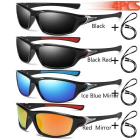 Men And Women Outdoor Sports Polarized Sunglasses With Chain Cycling Climbing Skiing Fishing Vintage Sun Glasses UV400 Eyewear (Lenses Color: Blac-BlacRed-Blu-Red)