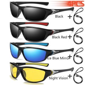 Men And Women Outdoor Sports Polarized Sunglasses With Chain Cycling Climbing Skiing Fishing Vintage Sun Glasses UV400 Eyewear (Lenses Color: Blac-BlacRed-Blu-Nig)
