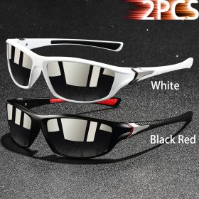 1-2-3 Pieces Vintage Sports Sunglasses Men Women Fishing Running Cycling Mountaineering Sport Man Sun Glasses Anti-Glare UV400 (Lenses Color: White-BlackRed)