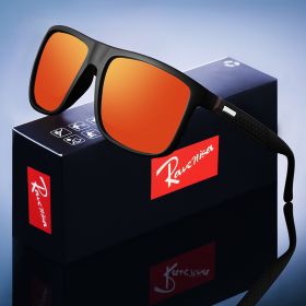 Fashion Vintage Square Sunglasses Men Women Luxury Brand Designer Men's Sun Glasses Driving Fishing UV400 Eyewear Men (Lenses Color: Black-Red, Frame Color: black)