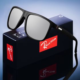 Fashion Vintage Square Sunglasses Men Women Luxury Brand Designer Men's Sun Glasses Driving Fishing UV400 Eyewear Men (Lenses Color: Black-Sliver, Frame Color: black)