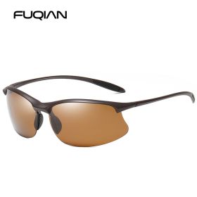 Ultralight Weight Sports Polarized Sunglasses Men Women TR90 Half Frame Fishing Sun Glasses Outdoor Driving Shades (Lenses Color: TEA TEA)