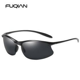 Ultralight Weight Sports Polarized Sunglasses Men Women TR90 Half Frame Fishing Sun Glasses Outdoor Driving Shades (Lenses Color: SAND BLACK)