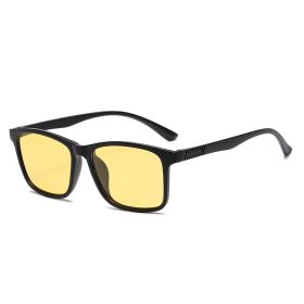 2024 New Men's Business Polarized Sunglasses Square Frame Fashion Sunglasses Outdoor Fishing Driving (Lenses Color: Yellow)