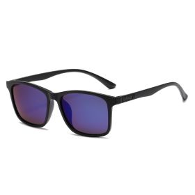 2024 New Men's Business Polarized Sunglasses Square Frame Fashion Sunglasses Outdoor Fishing Driving (Lenses Color: Blue Purple)