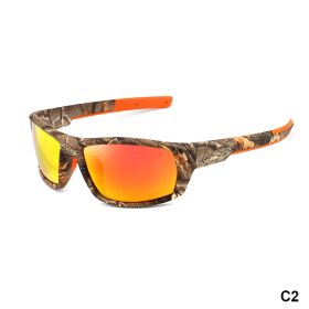 Outdoor Polarized Sunglasses Colorful Camouflage Sport Fishing Riding Glasses Beach Sun Glasses Men Women Shade Eyewears UV400 (Lenses Color: C2, Frame Color: As Picture)