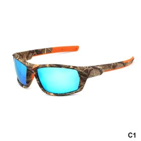 Outdoor Polarized Sunglasses Colorful Camouflage Sport Fishing Riding Glasses Beach Sun Glasses Men Women Shade Eyewears UV400 (Lenses Color: C1, Frame Color: As Picture)