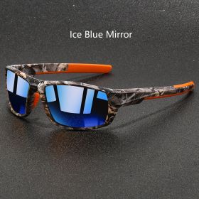 Fashion Vintage Polarized Sport Sunglasses Men Women Fishing Running Cycling Mountaineering Sports Man Sun Glasses UV400 Eyewear (Lenses Color: Ice Blue Mirror)