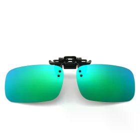 Polarized Clip Sunglasses Myopia Glasses Clip Driver Fishing Outdoor Cycling Night Vision Myopia Clip-On Sun Shading Eyeglasses (Lenses Color: Green, Frame Color: L Size)