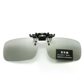 Polarized Clip Sunglasses Myopia Glasses Clip Driver Fishing Outdoor Cycling Night Vision Myopia Clip-On Sun Shading Eyeglasses (Lenses Color: Discolored gray, Frame Color: M Size)