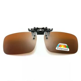 Polarized Clip Sunglasses Myopia Glasses Clip Driver Fishing Outdoor Cycling Night Vision Myopia Clip-On Sun Shading Eyeglasses (Lenses Color: Brown, Frame Color: S Size)