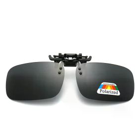 Polarized Clip Sunglasses Myopia Glasses Clip Driver Fishing Outdoor Cycling Night Vision Myopia Clip-On Sun Shading Eyeglasses (Lenses Color: black, Frame Color: M Size)