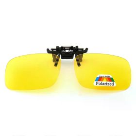 Polarized Clip Sunglasses Myopia Glasses Clip Driver Fishing Outdoor Cycling Night Vision Myopia Clip-On Sun Shading Eyeglasses (Lenses Color: Night Version, Frame Color: S Size)