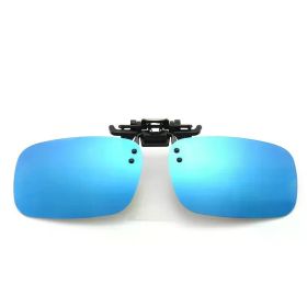 Polarized Clip Sunglasses Myopia Glasses Clip Driver Fishing Outdoor Cycling Night Vision Myopia Clip-On Sun Shading Eyeglasses (Lenses Color: Blue, Frame Color: M Size)