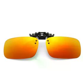 Polarized Clip Sunglasses Myopia Glasses Clip Driver Fishing Outdoor Cycling Night Vision Myopia Clip-On Sun Shading Eyeglasses (Lenses Color: Orange, Frame Color: M Size)