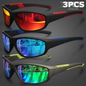 Sports Polarized Sunglasses for Men Lightweight Night Vision Male Shades Cycling Driving Fishing Fashion Mirror Sunglass UV400 (Lenses Color: 3PCS-1)
