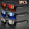 3 PCS Fashion Vintage Square Sunglasses Men Women Fishing Driving Man Luxury Brand Designer Sun Glasses Anti-Glare Eyewear UV400