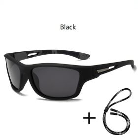 Fashion Polarized Sports Sunglasses With Chain Men Women Brand Designer Retro Sun Glasses Cycling Climbing Fishing UV400 Eyewear (Lenses Color: Chain-D557(Black))
