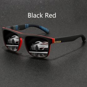 Fashion Vintage Polarized Square Sunglasses Men Women Fishing Driving Man Luxury Brand Designer Sun Glasses Retro Eyewear UV400 (Lenses Color: Black Red)