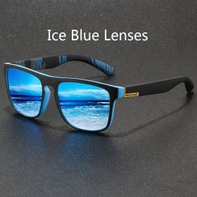 Fashion Vintage Polarized Square Sunglasses Men Women Fishing Driving Man Luxury Brand Designer Sun Glasses Retro Eyewear UV400 (Lenses Color: Ice Blue)