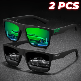 Retro Square Polarized Sports Sunglasses Lightweight UV400 for Fishing Driving Unisex Vintage Outdoor Eyewear (Lenses Color: 2PCS-4)