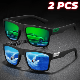 Retro Square Polarized Sports Sunglasses Lightweight UV400 for Fishing Driving Unisex Vintage Outdoor Eyewear (Lenses Color: 2PCS-6)