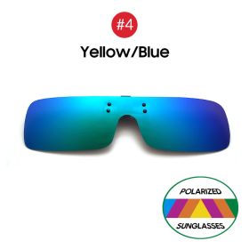 VIVIBEE Siamese Men Square Clip on Polarized Night Driving Glasses with Yellow 2023 Fishing Women Sunglasses Clips (Lenses Color: 4 Yellow Blue, Frame Color: Without Plastic Case)