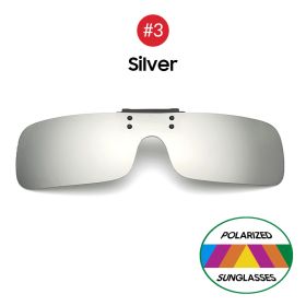 VIVIBEE Siamese Men Square Clip on Polarized Night Driving Glasses with Yellow 2023 Fishing Women Sunglasses Clips (Lenses Color: 3 Silver, Frame Color: With Plastic Case)